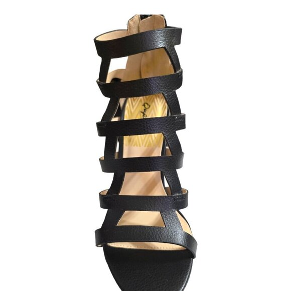 Qupid Black Interest-127 Leatherette Caged Open Toe Stiletto Sandal Sz 7.5 - Picture 4 of 8